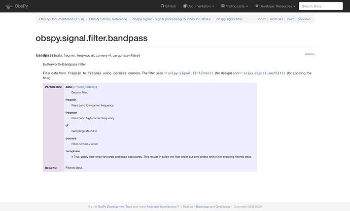 obspy.signal.filter.bandpass — ObsPy Documentation (1.2.0)